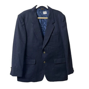 Ardsley Men Navy Blue Blazer 44R Single Breast Wool Blend Sport Coat Gold Button